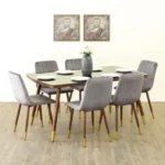 Noir Novelty Glass Top 6-Seater Dining Set with Chairs