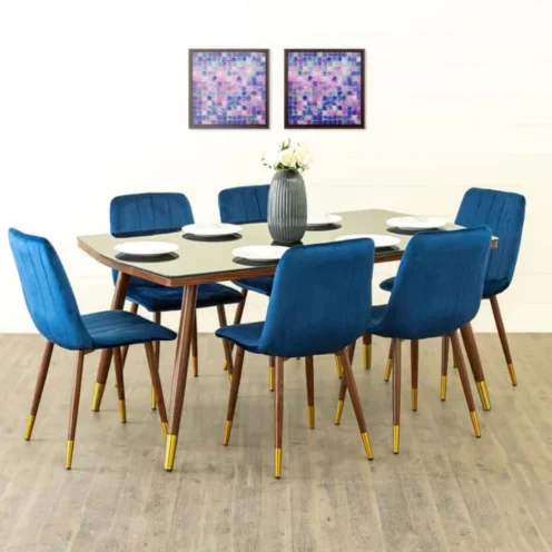 Untitled design (5) Noir Novelty Glass Top 6-Seater Dining Set with Chairs - Image 1